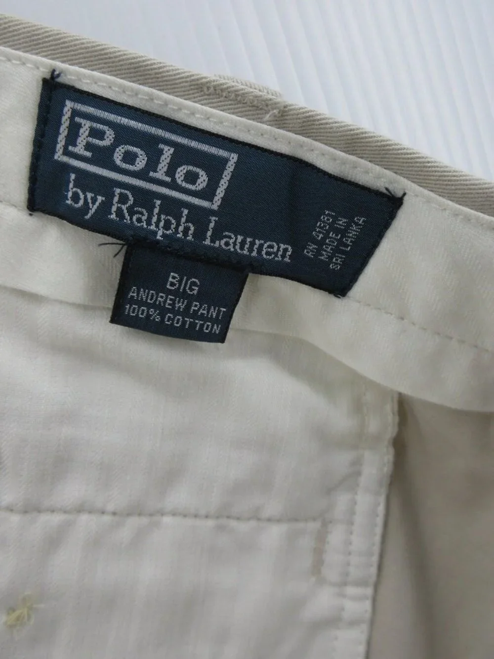 Polo Ralph Lauren Pants 44X32 Big Tan Andrew Chino Pleated Classic Fit